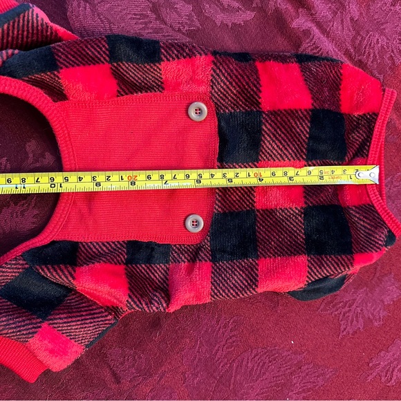 Red plaid Buffalo dog pajamas/clothing size small 7-11lbs - Picture 5 of 11